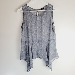 Plum Floral Sheer Waterfall Summer Top